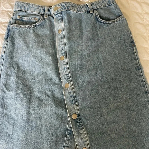 Mango denim open slits raw hem maxi skirt - Picture 3 of 8